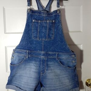 denim plus size short overalls